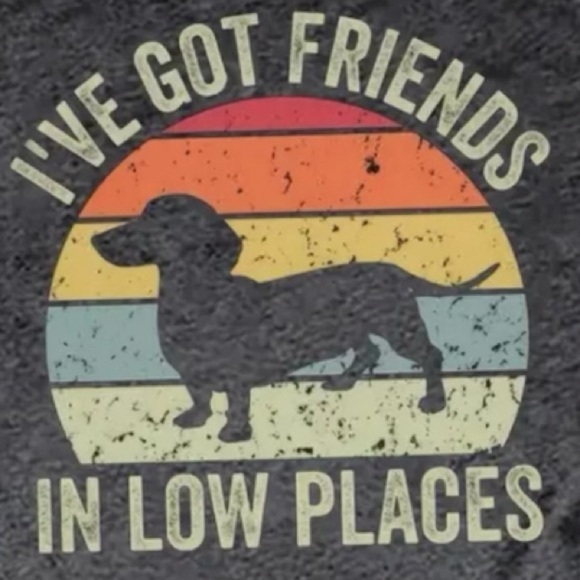 Funny Dachshund Wiener Dog I’ve Got Friends in LOW Places Grey Tee T-Shirt NEW‎ - Picture 4 of 11
